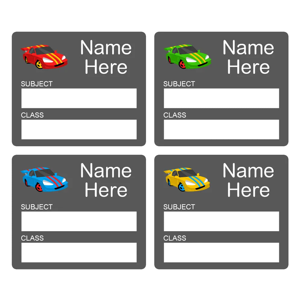 Race Car School Book Labels