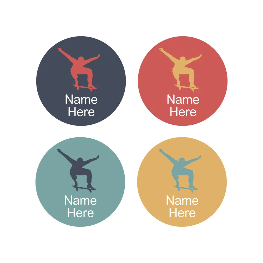 Skater Round Name Labels