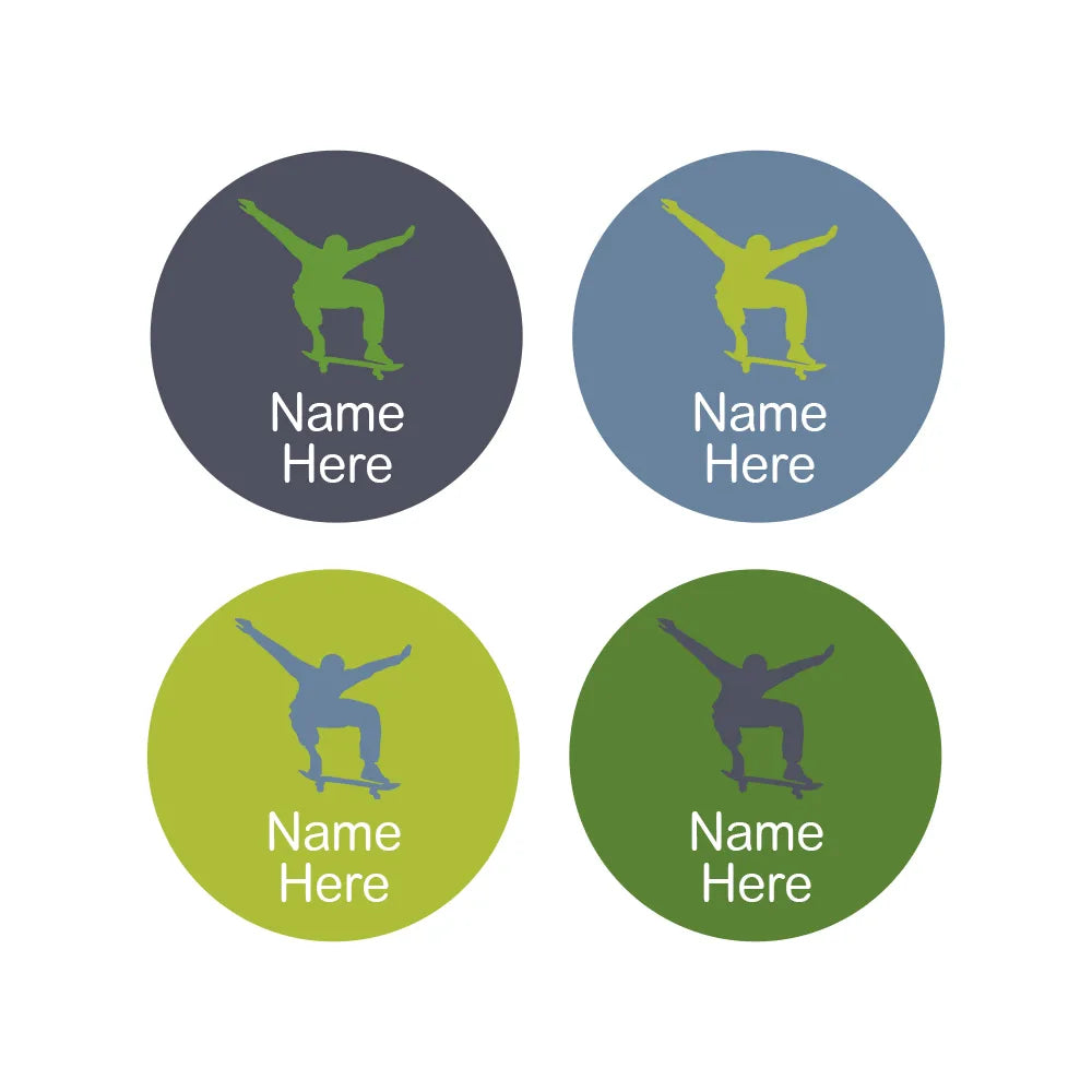Skater Round Name Labels