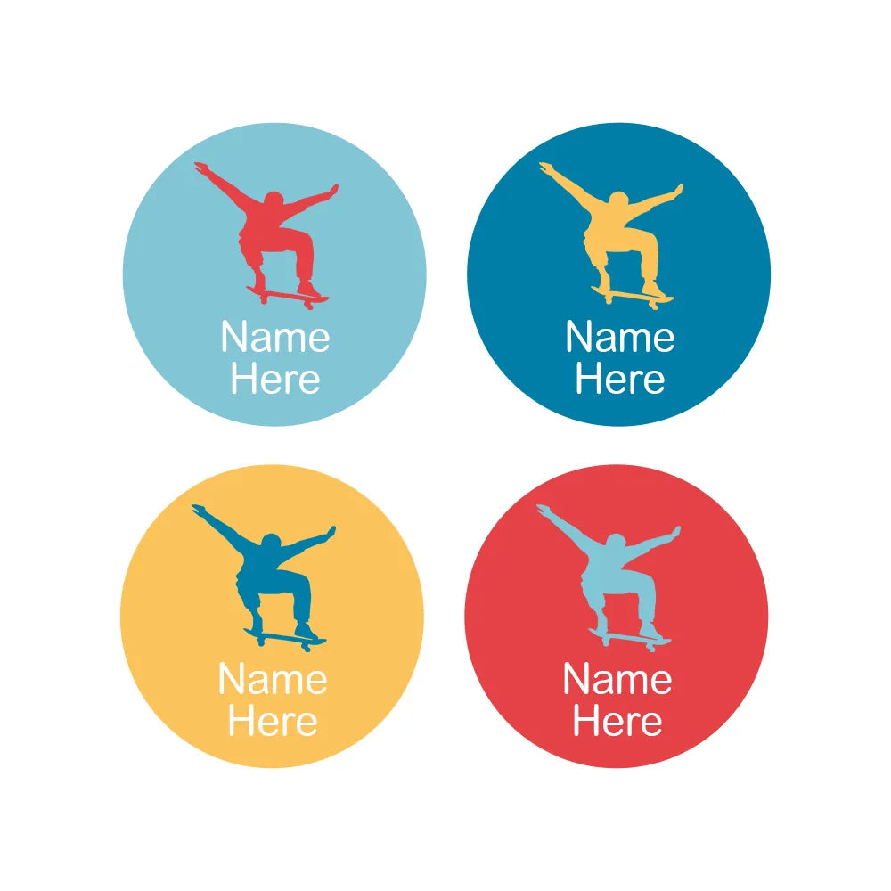 Skater Round Name Labels