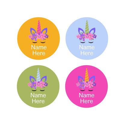 Unicorn Horn Round Name Labels