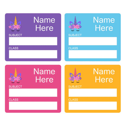 Unicorn Horn School Book Labels