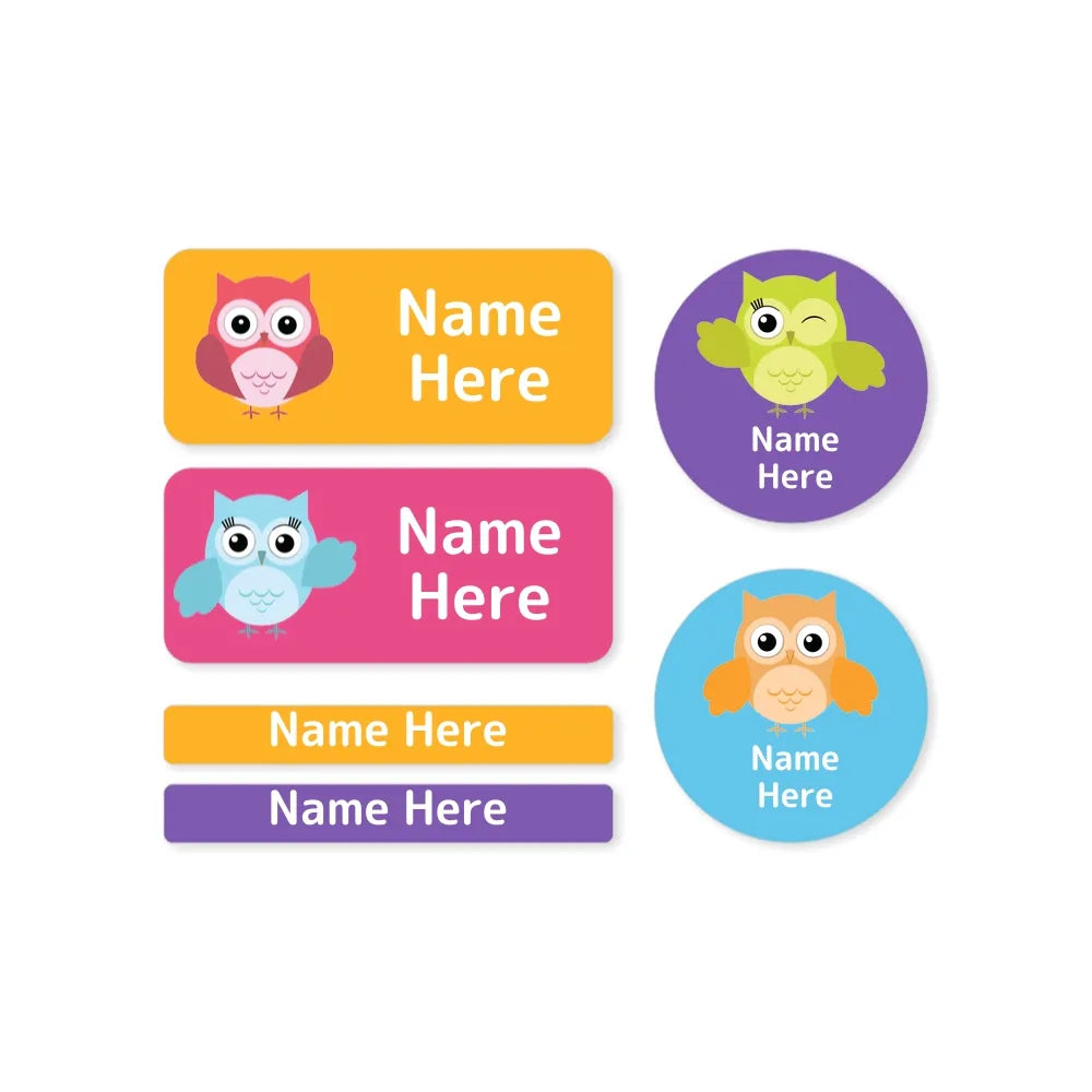 Owls Mixed Name Label Pack