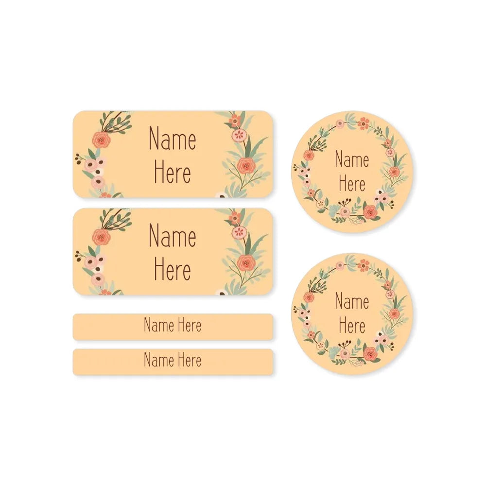 Flower Wreath Mixed Name Label Pack