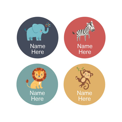 Zoo Animals Round Name Labels